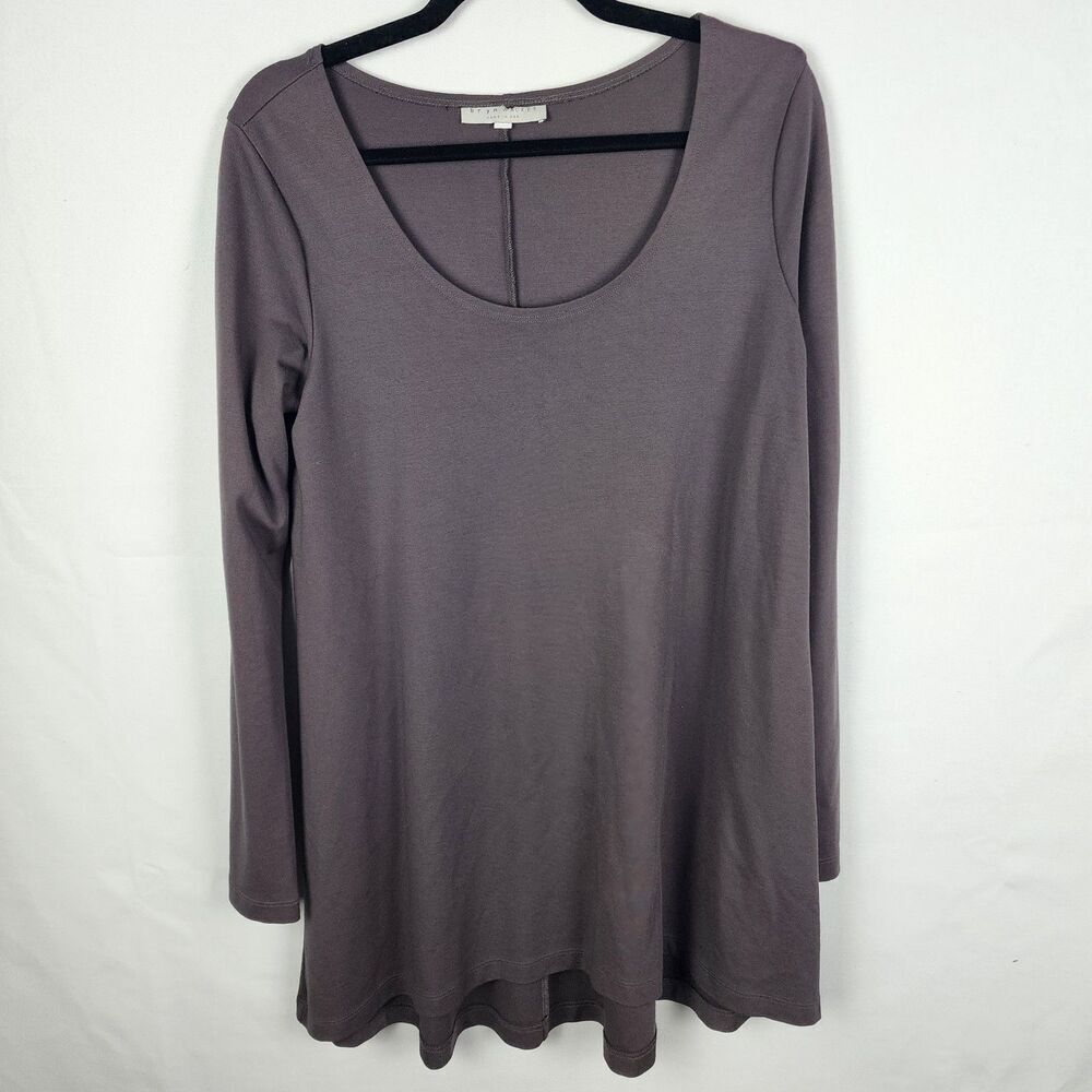 Bryn Walker Women Long‎ Sleeve Scoop Neck Modal Blend Tunic Top Grey Small